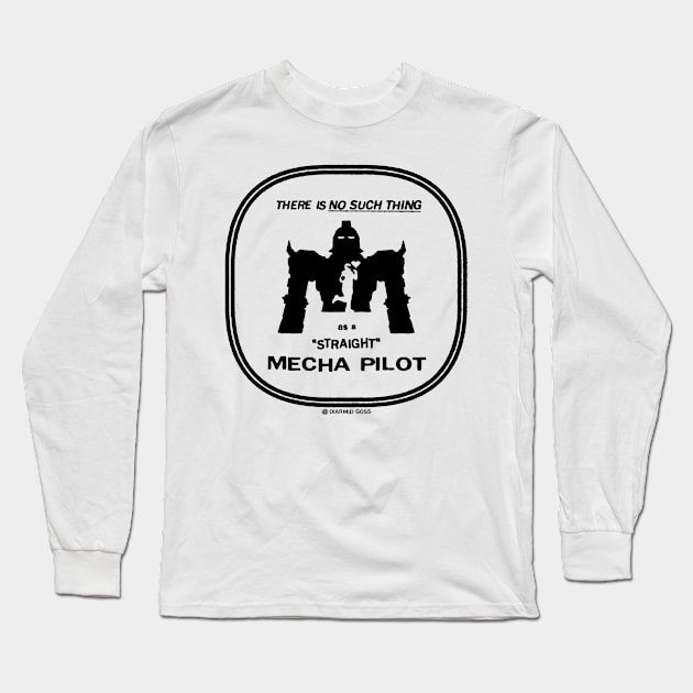 No Straight Mecha Pilot (black) Long Sleeve T-Shirt by Diarmid